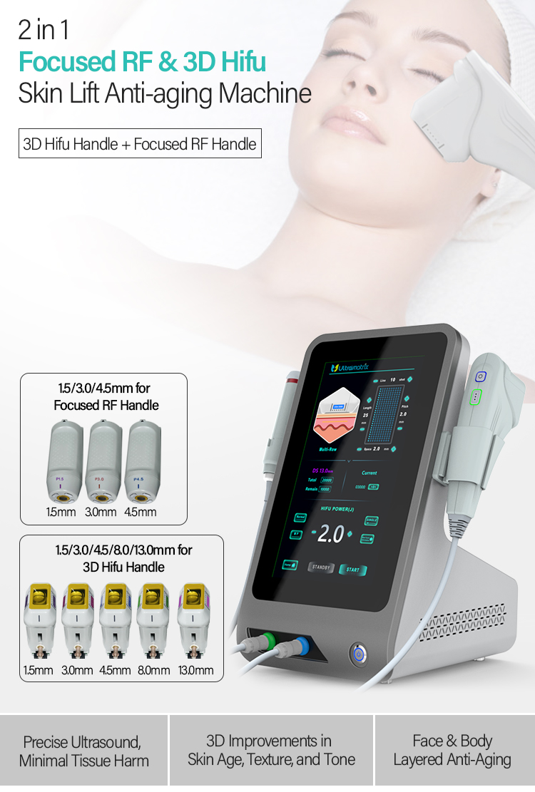 2 in 1 focused rf 3d hifu skin lift anti aging machine