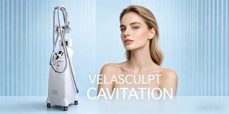 velashape velasculpt machine with rf cavitation bipolar rf infrared for a woman to treat.